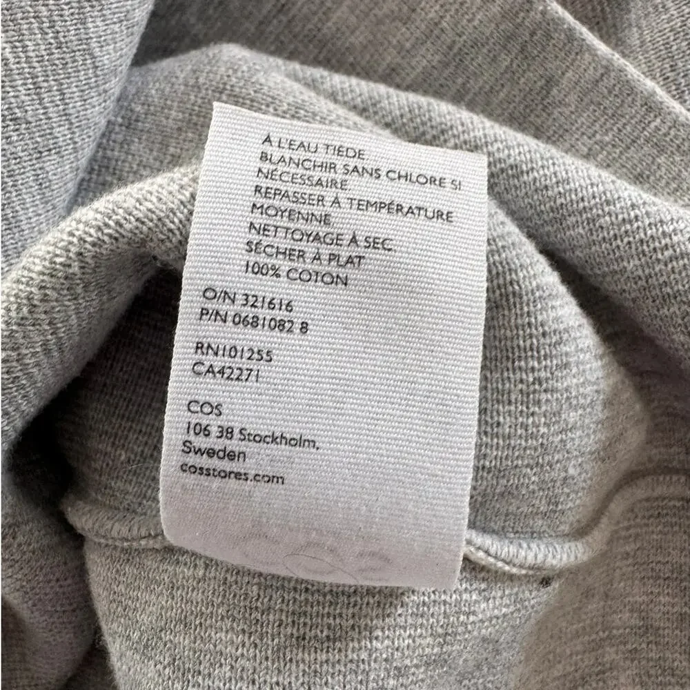 Cos Small Light Gray Turtleneck Sweater 100% Cotton - Picture 7 of 9